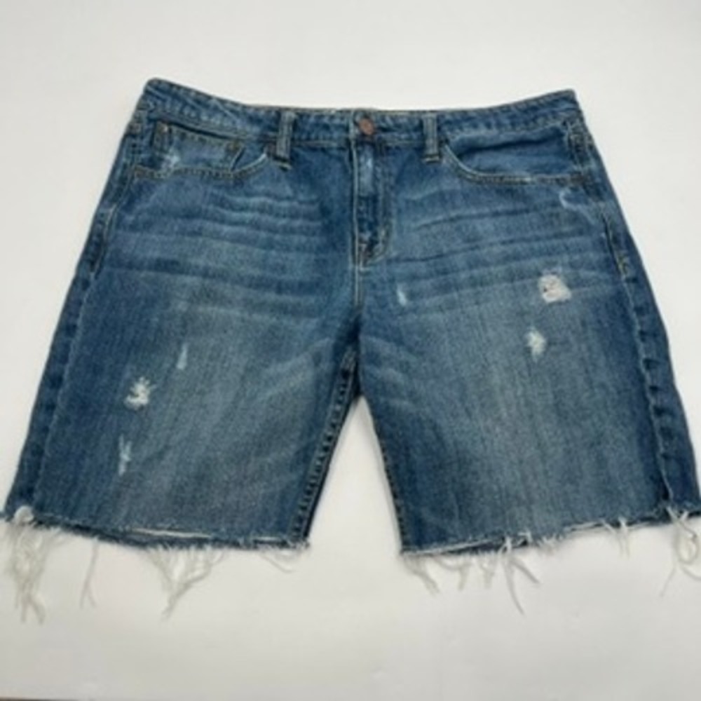 American Eagle Outfitters Distressed Denim Bermuda Shorts - Blue